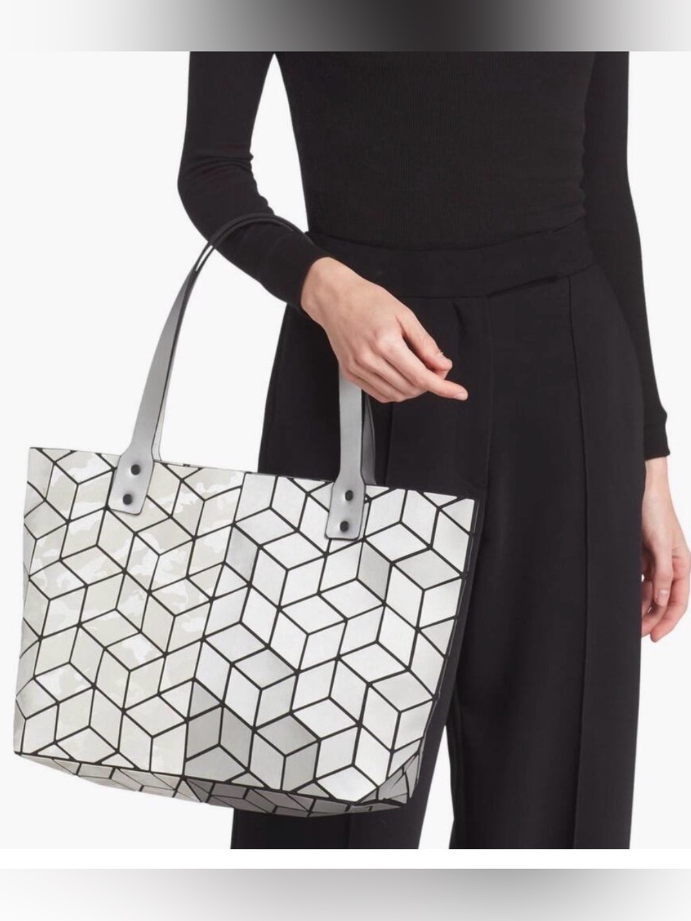 Patrizia Luca Milano Slanted Square Geometric Tote 3D Mosaic Purple Lining NWOT